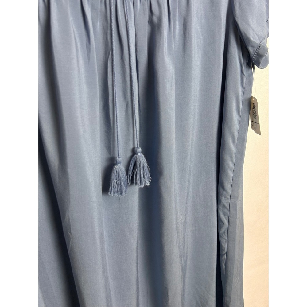 NWT Old Navy Womens M Blue Rayon Shift Dress Tassel Tie Embroidered 335591-00-1 - Picture 11 of 15